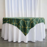 54"x54" Hunter Emerald Green Polyester Square Overlay With Gold Foil Geometric Pattern