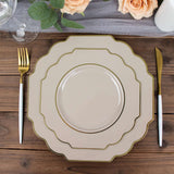 10 Pack | 8inch Taupe Hard Plastic Dessert Appetizer Plates, Disposable Tableware