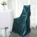 Peacock Teal Satin Self-Tie Universal Chair Cover, Folding, Dining, Banquet