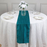 12x108inch Accordion Crinkle Taffeta Table Runner, Elegant Linen Runner - Teal