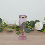 12 Pack Transparent Purple Disposable Champagne Flutes with Gold Rim, 5oz Plastic Toasting Cocktail