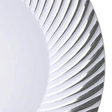 10 Pack | 9inch White / Silver Swirl Rim Plastic Dinner Plates, Round Disposable Party Plates