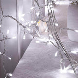 10ft Cool White 300 LED Icicle Curtain Fairy String Lights with 8 Modes