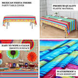 5 Pack Mexican Serape Rectangle Plastic Table Covers Cinco De Mayo Theme PVC Waterproof