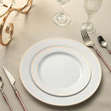 10 Pack | 8inch Très Chic Rose Gold Rim White Disposable Salad Plates, Plastic Appetizer Plates