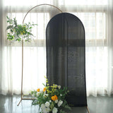 6ft Matte Black Spandex Fitted Chiara Backdrop Stand Cover For Round Top Wedding Arch