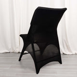 Black Premium Spandex Wedding Chair Cover With 3-Way Open Arch, Fitted Stretched