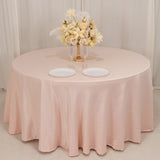 120 Blush Seamless Lamour Satin Round Tablecloth for 5 Foot Table With Floor-Length Drop