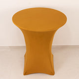 Gold Highboy Spandex Cocktail Table Cover, Fitted Stretch Tablecloth