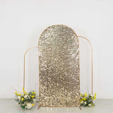 7ft Sparkly Champagne Big Payette Sequin Fitted Wedding Arch Cover for Round Top Chiara Backdrop