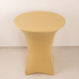 Champagne Highboy Spandex Cocktail Table Cover, Fitted Stretch Tablecloth