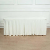 6ft Ivory Wavy Spandex Fitted Rectangle 1-Piece Tablecloth Table Skirt