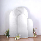 Set of 4 Silver Spandex Chiara Wedding Arch Covers With Metallic Finish