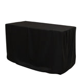 Black Fitted Polyester Rectangle Tablecloth 4ft for Special Size 48x24x30inch Tables