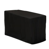 Black Fitted Polyester Rectangular Tablecloth 4ft for 48x24x42inch Tables