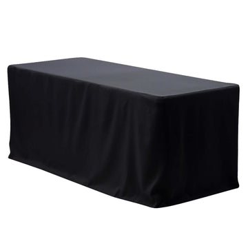 Fitted Polyester 48"x30" Rectangle Tablecloth Black - Durable Table Cover