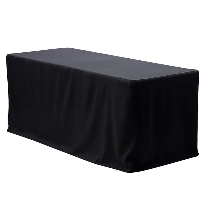 4FT Fitted BLACK Wholesale Polyester Table Cover Wedding Banquet Event Tablecloth