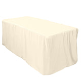 6FT Beige Fitted Polyester Rectangular Table Cover