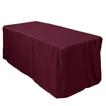 Fitted Polyester 72"x30" Rectangle Tablecloth Burgundy - Durable Table Cover