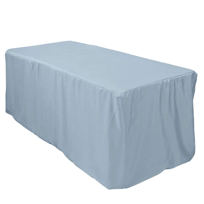 6FT Dusty Blue Fitted Polyester Rectangular Table Cover