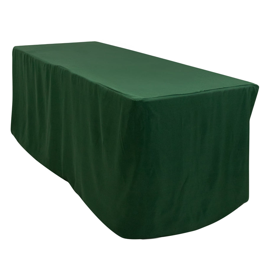 Hunter Emerald Green Fitted Polyester Rectangle Tablecloth 6ft Table Cover For 72x30inch Tables