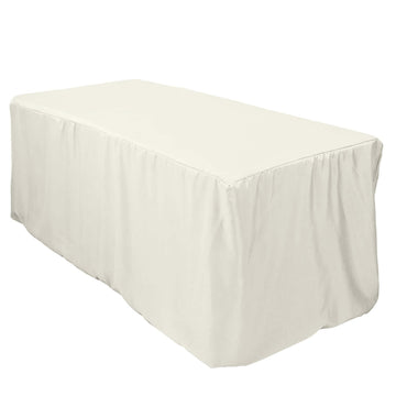 Fitted Polyester 72"x30" Rectangle Tablecloth Ivory - Durable Table Cover