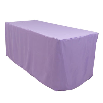 Fitted Polyester 72"x30" Rectangle Tablecloth Lavender Lilac - Durable Table Cover