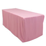 Pink Fitted Polyester Rectangle Tablecloth 6ft Table Cover For 72x30inch Tables