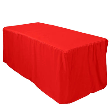 Fitted Polyester 72"x30" Rectangle Tablecloth Red - Durable and Easy to Maintain Table Cover