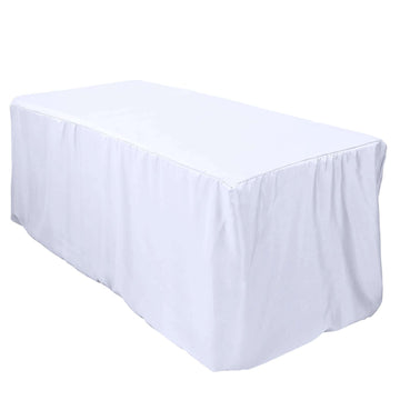 Fitted Polyester 72"x30" Rectangle Tablecloth White - Durable and Easy to Maintain Table Cover for Weddings & Banquets