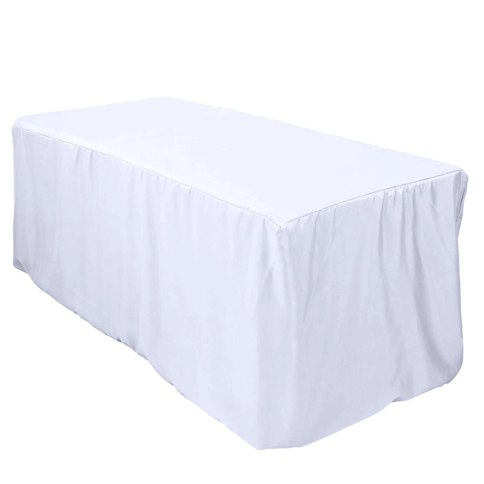 6FT Fitted WHITE Wholesale Polyester Table Cover Wedding Banquet Event Tablecloth