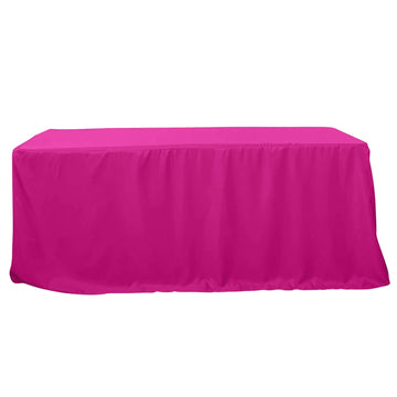 Fitted Polyester 96"x30" Rectangle Tablecloth Fuchsia - Durable and Easy to Maintain Table Cover