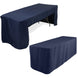 Fitted Polyester 96x30inch Rectangle Tablecloth Navy Blue with Open Back Design