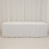 White Fitted Premium Polyester Rectangle Tablecloth 8ft Table Cover For 96x30inch Tables - 220GSM