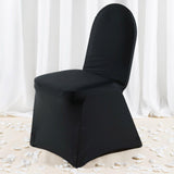 Black Premium Spandex Stretch Fitted Banquet Chair Cover With Foot Pockets - 220 GSM