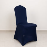 Premium Spandex Chair Cover with Foot Pockets for Banquet Chairs Navy Blue