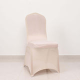 Blush Spandex Banquet Chair Cover with Silver Rhinestone Buckled Sash Band, Stretched Fitted Slip On