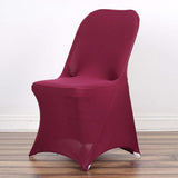 10 Pack Burgundy Spandex Folding Slip On Chair Covers, Stretch Fitted Chair Covers - 160 GSM