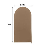 7ft Matte Taupe Spandex Fitted Chiara Backdrop Stand Cover For Round Top Wedding Arch