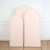 Set of 3 | Matte Blush Rose Gold Spandex Fitted Chiara Backdrop Stand Cover For Round Top
