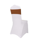 5 Pack Cinnamon Brown Spandex Stretch Chair Sashes Bands Heavy Duty with Two Ply Spandex - 5x12inch