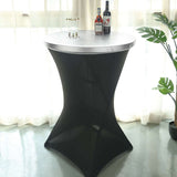 Metallic Silver Spandex Stretch Fitted Cocktail Table Top Cover