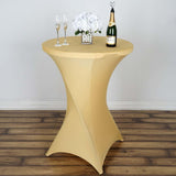 Champagne Highboy Spandex Cocktail Table Cover, Fitted Stretch Tablecloth for 24"-32" Dia Tables