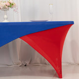 Royal Blue Red Cross Over Stretch Spandex Table Cover 6ft Rectangular Fitted Tablecloth