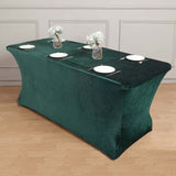 Hunter Emerald Green Premium Velvet Spandex Rectangle Tablecloth 6ft Wrinkle Free