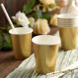 24 Pack | Metallic Gold 9oz Paper Cups, Disposable Party Cup Tableware All Purpose