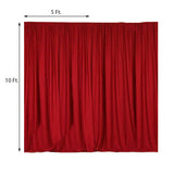 2 Pack Red Scuba Polyester Curtain Panel Durable Flame Resistant Backdrops Wrinkle Free With Rod 