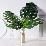 6 Stems | Assorted Green Artificial Silk Tropical Monstera Leaf Plants