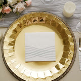 White Silver Airlaid Linen-Feel Paper Cocktail Napkins, Disposable Beverage Napkins Silver Foil