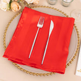 5 Pack Red Striped Satin Linen Napkins, Wrinkle-Free Reusable Wedding Napkins